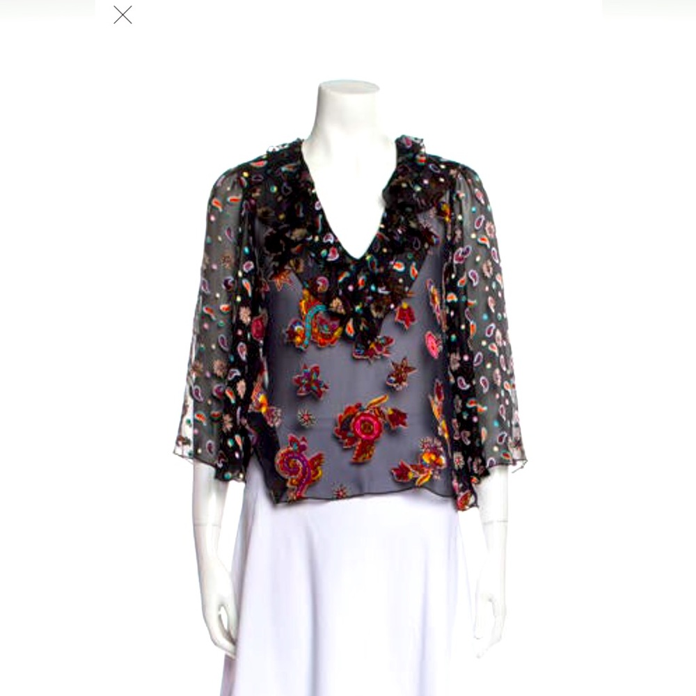 Alice + Olivia vibrant semi- sheer top - xs